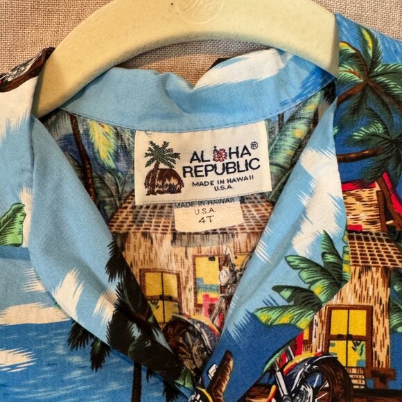 Aloha Republic Made In Hawaii Kids Button Up Collared Short Sleeve Shirt Size 4T - Picture 2 of 7